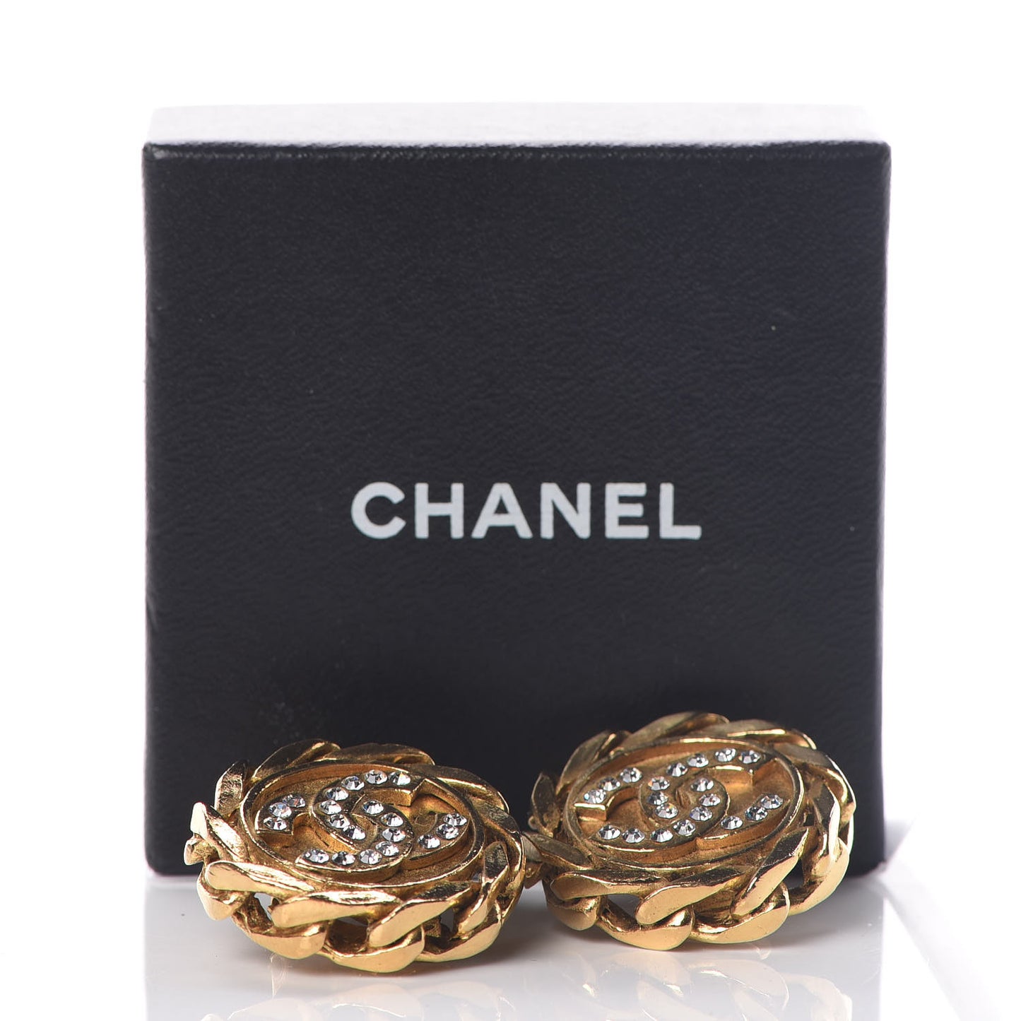 Crystal CC Clip On Earrings Gold