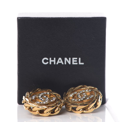 Chanel Crystal CC Clip On Earrings Gold 5 of 5