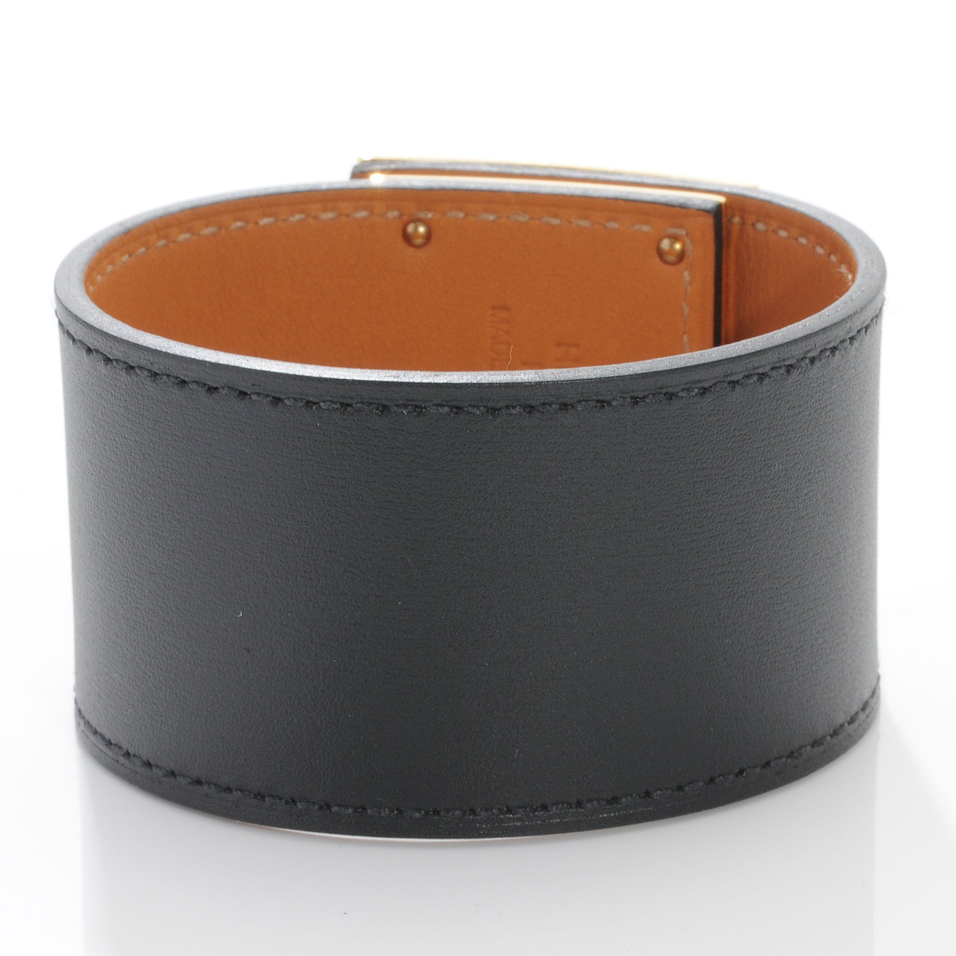 Hermes Chamonix Leather Kelly Dog Bracelet Black 3 of 7