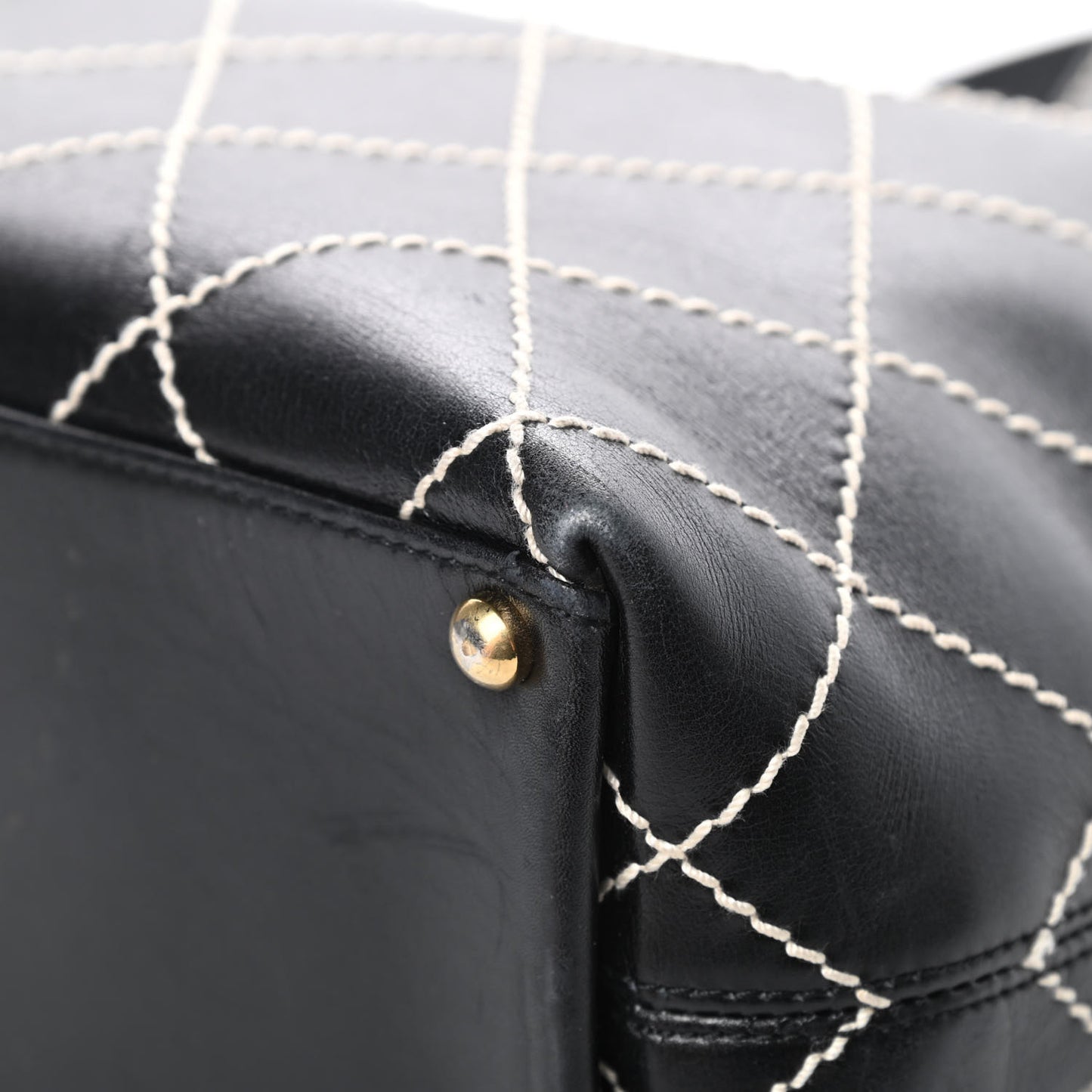 Calfskin Wild Stitch Large Tote Black