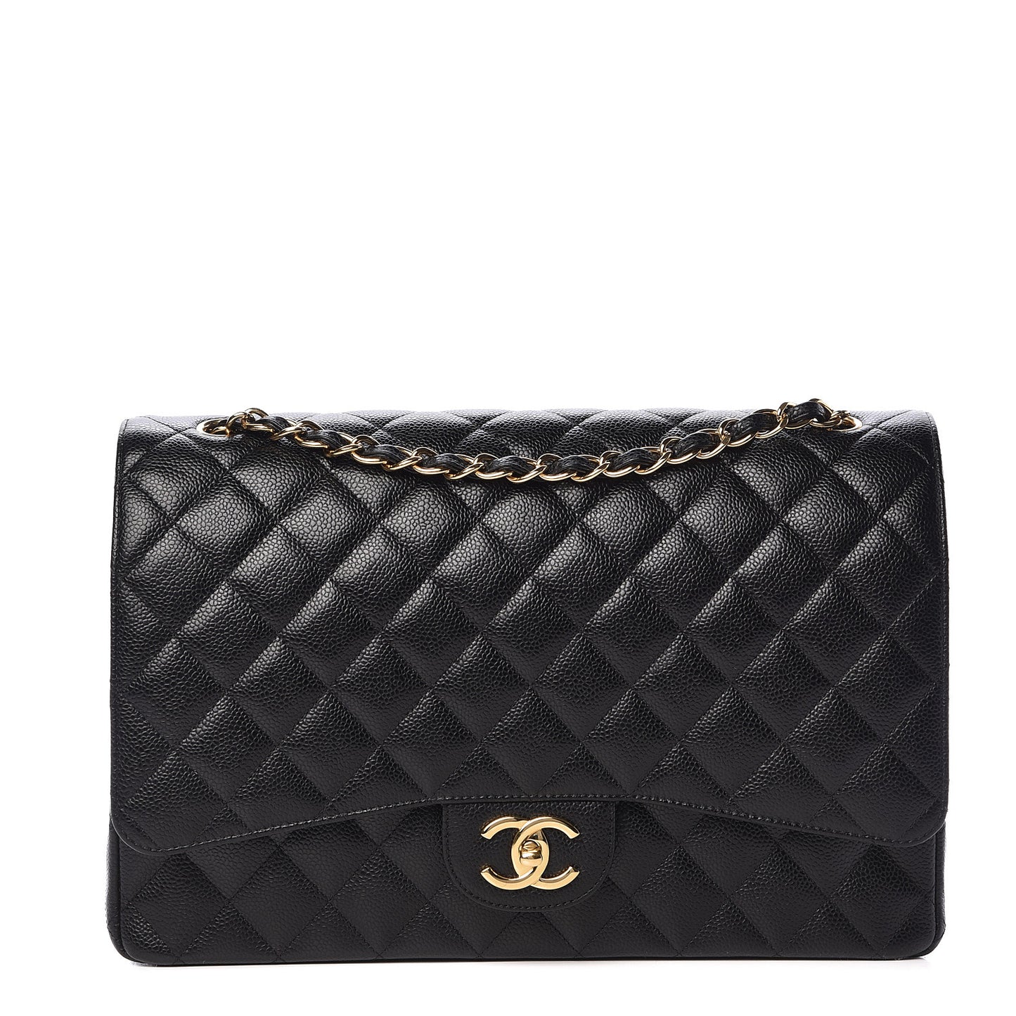 Caviar Quilted Maxi Double Flap Black