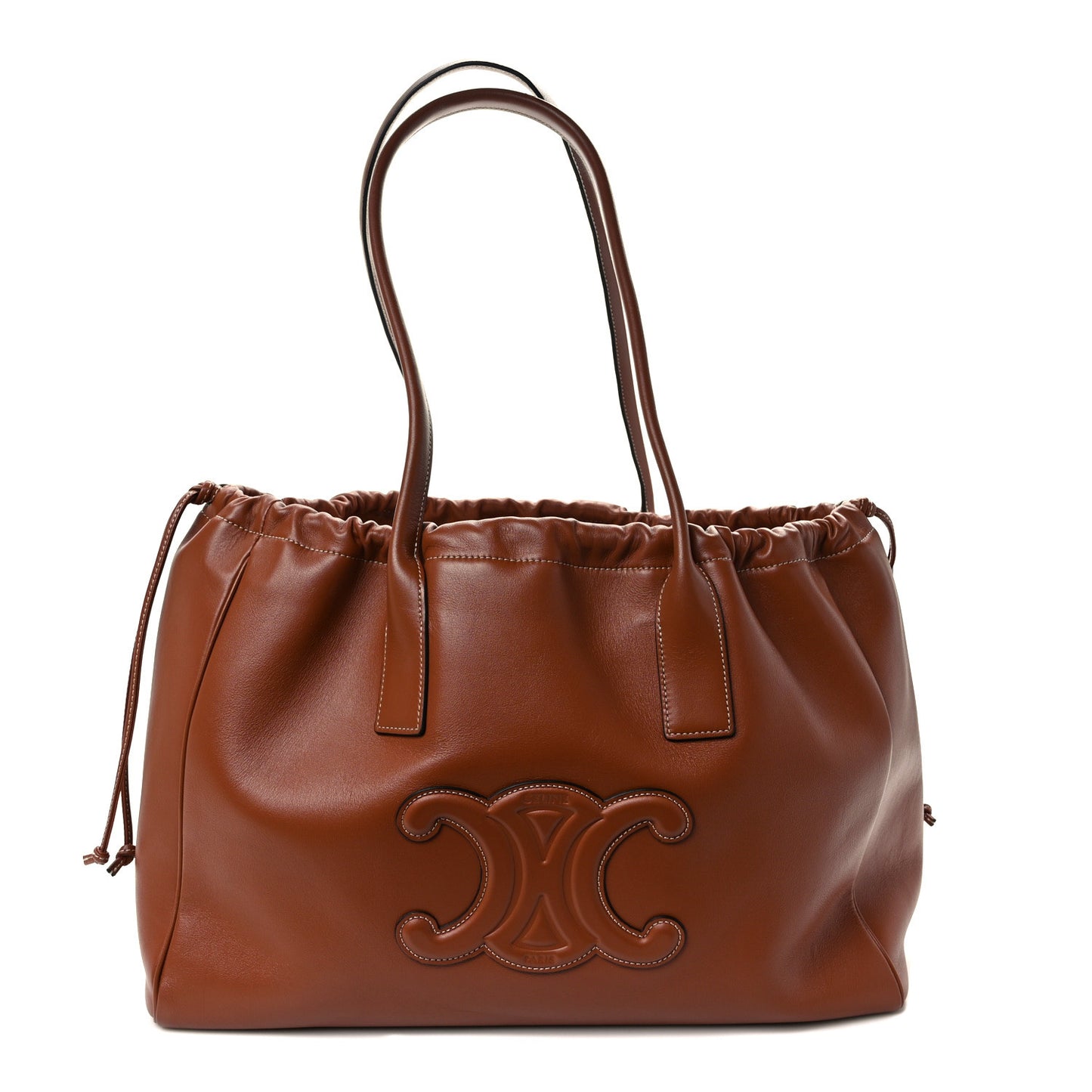 Smooth Calfskin Cuir Triomphe Cabas Drawstring Tan