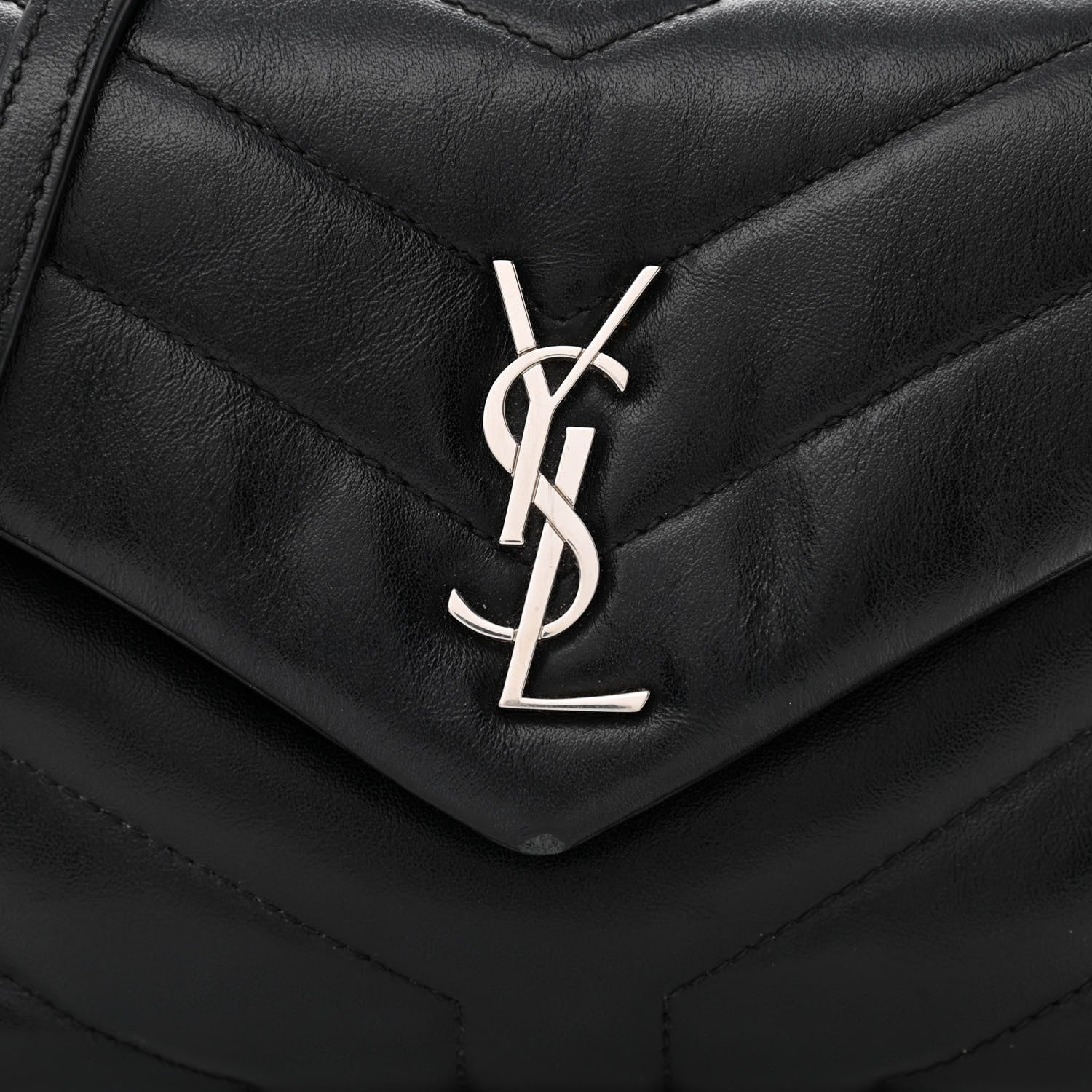 Saint Laurent Calfskin Y Quilted Monogram Toy Loulou Crossbody Bag Black 9 of 11