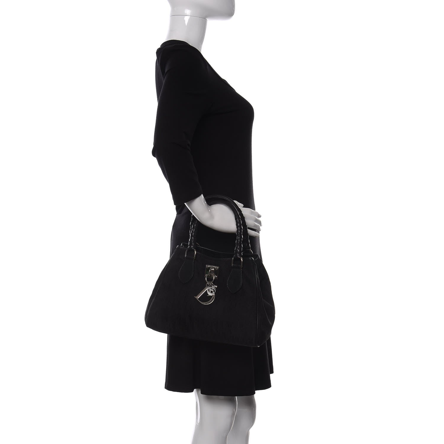 Christian Dior Nylon Monogram Small Lovely Tote Black 2 of 17