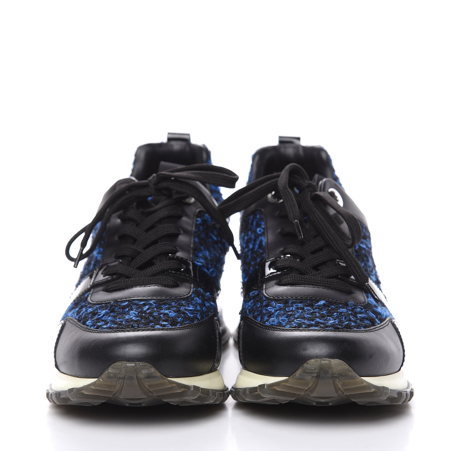 Calfskin Tweed Run Away Sneakers 37.5 Blue