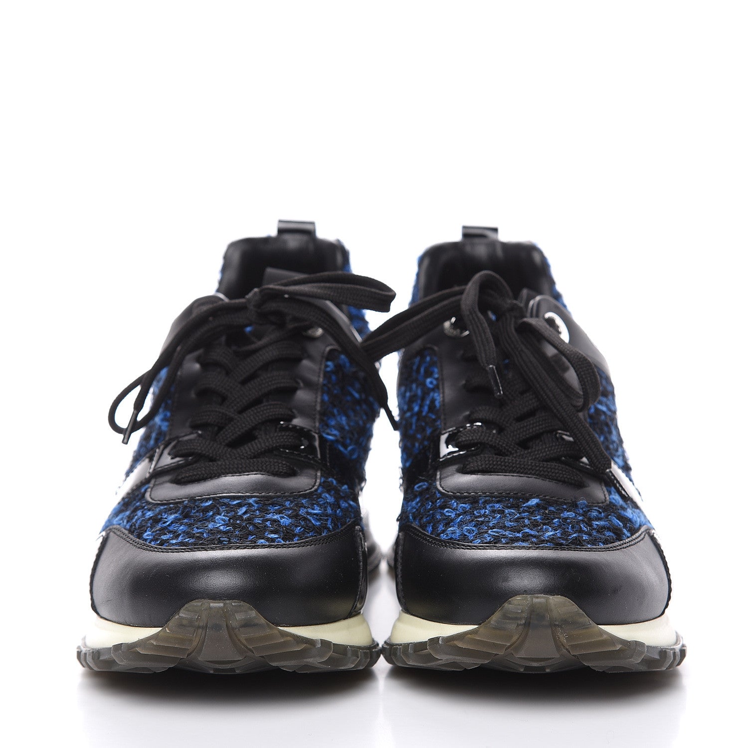 Louis Vuitton Calfskin Tweed Run Away Sneakers 37.5 Blue 2 of 10