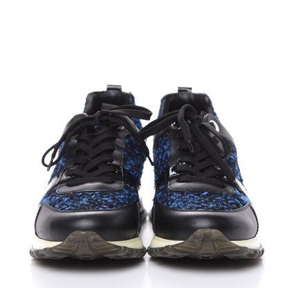 Louis Vuitton Calfskin Tweed Run Away Sneakers 37.5 Blue 2 of 10