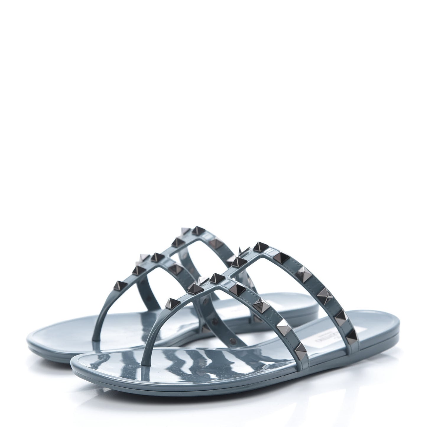 PVC Jelly Rockstud Caged Flat Thong Sandals 36 Blue