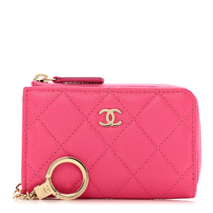 Chanel Caviar Quilted Zipped Key Holder Case Pink 1 of 7