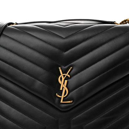 Saint Laurent Calfskin Y Quilted Monogram Large Loulou Chain Satchel Black 8 of 12