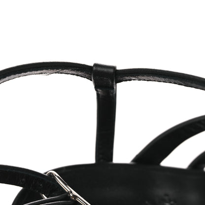 Hermes Calfskin Klara 100 Wedge Sandals 35 Black Natural 11 of 13