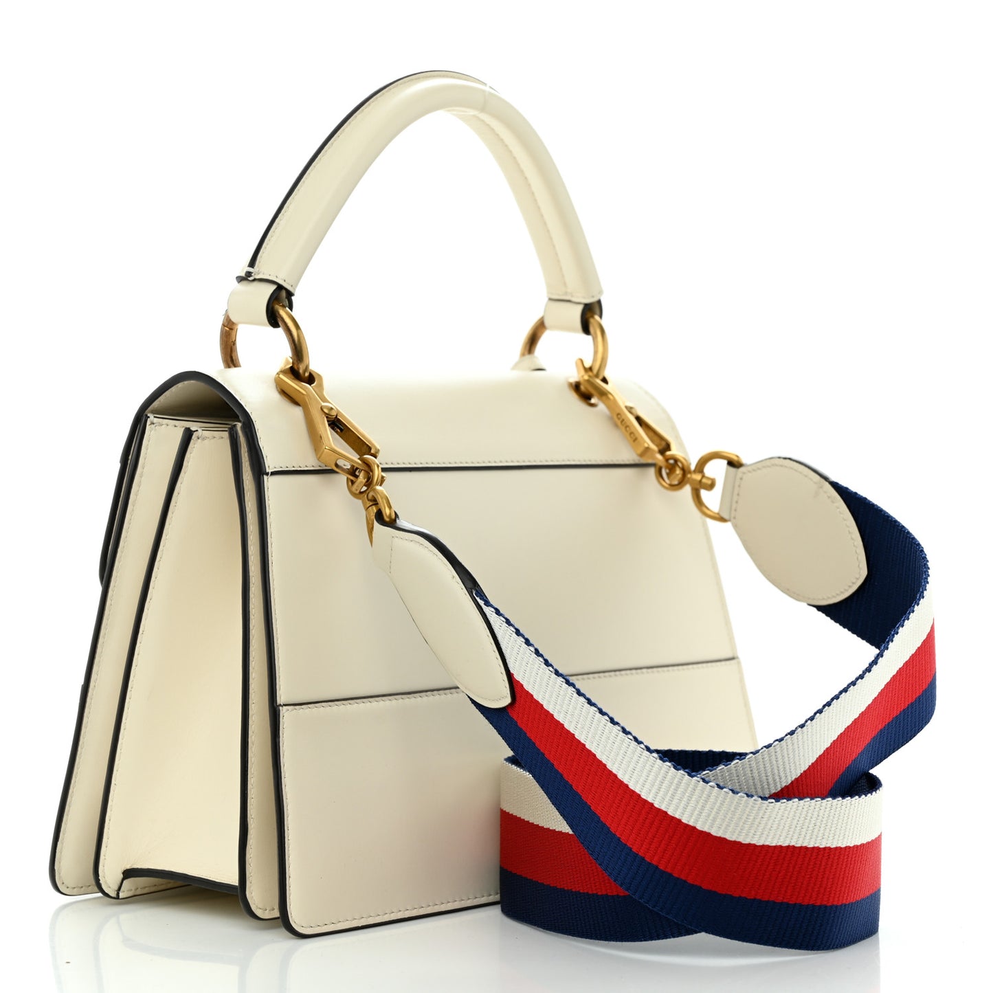 Calfskin Sylvie Web Small Queen Margaret Top Handle Bag White