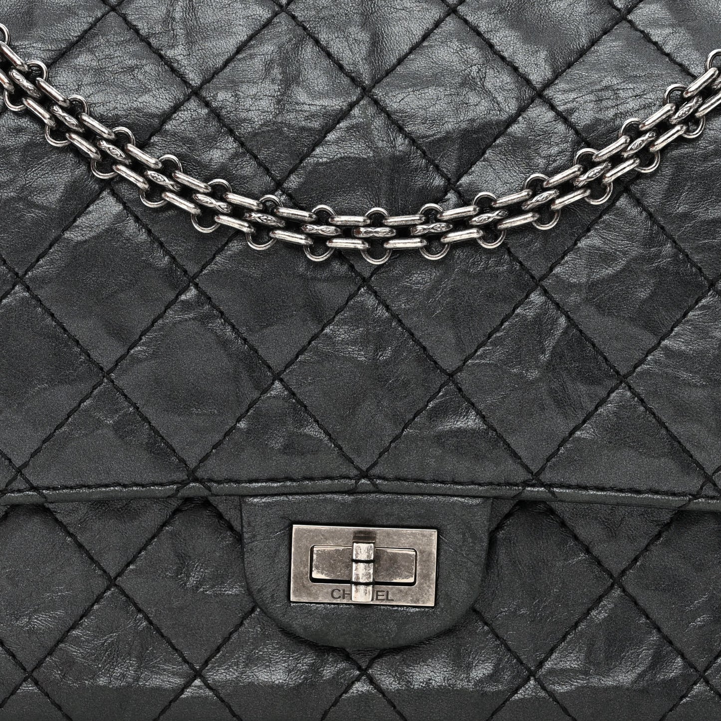 Aged Calfskin Quilted 2.55 Reissue 226 Flap Black