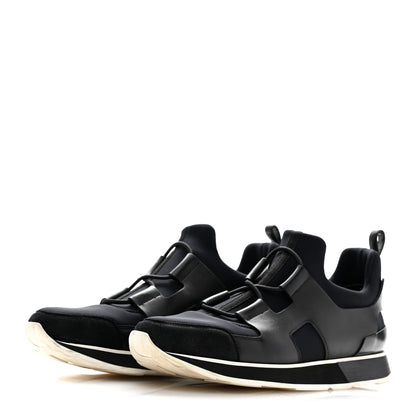 Hermes Technical Canvas Calfskin Goatskin Womens Player Sneakers 40 Marine Black 4 of 11