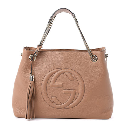 Gucci Pebbled Calfskin Medium Soho Chain Shoulder Bag Camelia 1 of 9