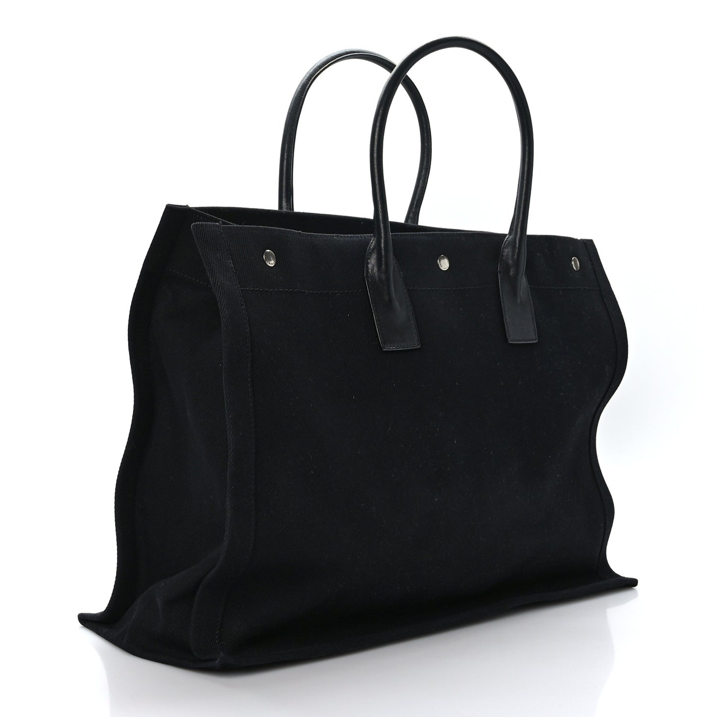 Linen Calfskin Rive Gauche Tote Black