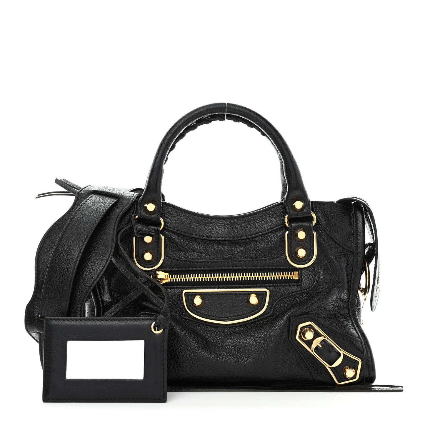 Chevre Gold Metallic Edge Hardware Mini City Black