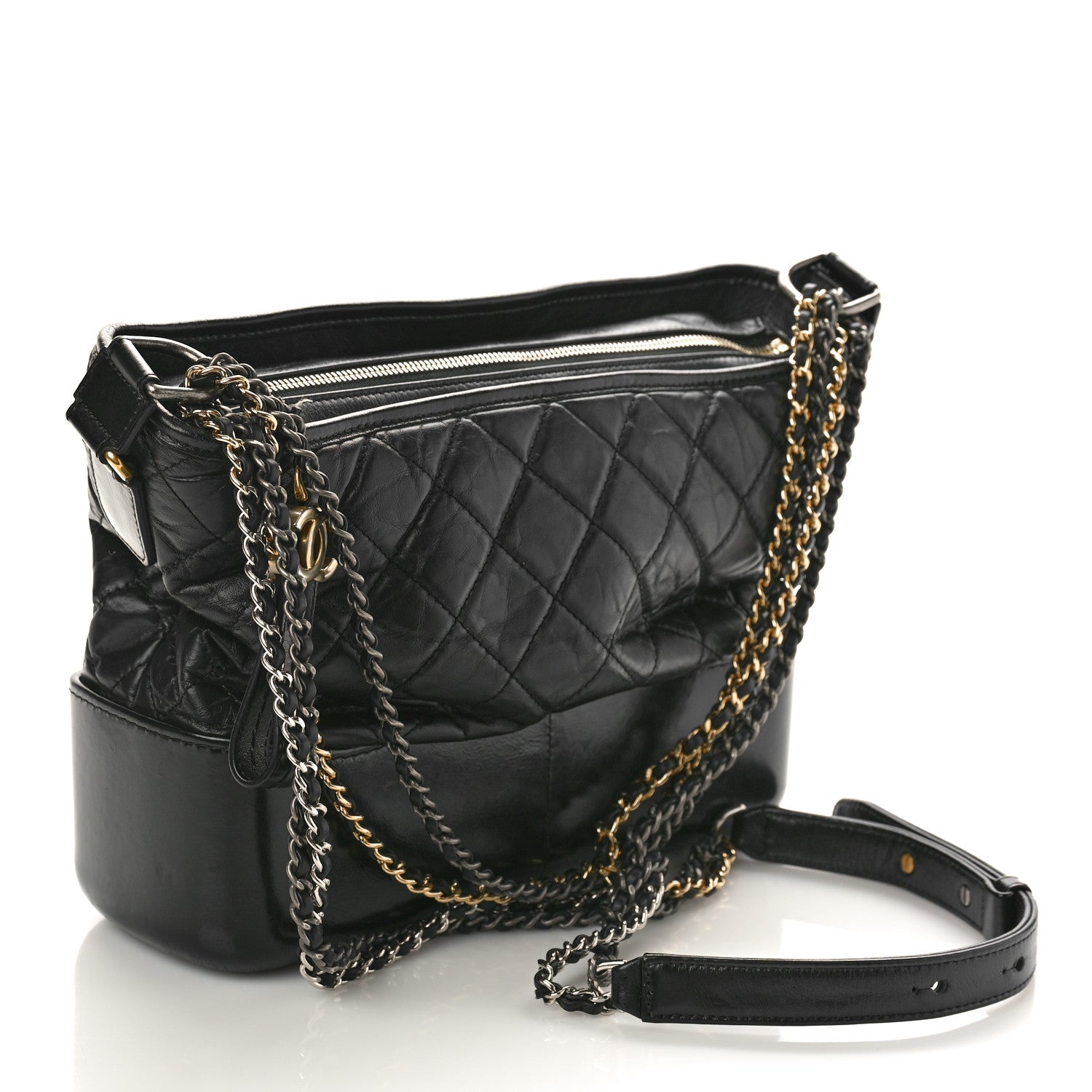 Chanel Aged Calfskin Quilted Medium Gabrielle Hobo Black 2 of 8