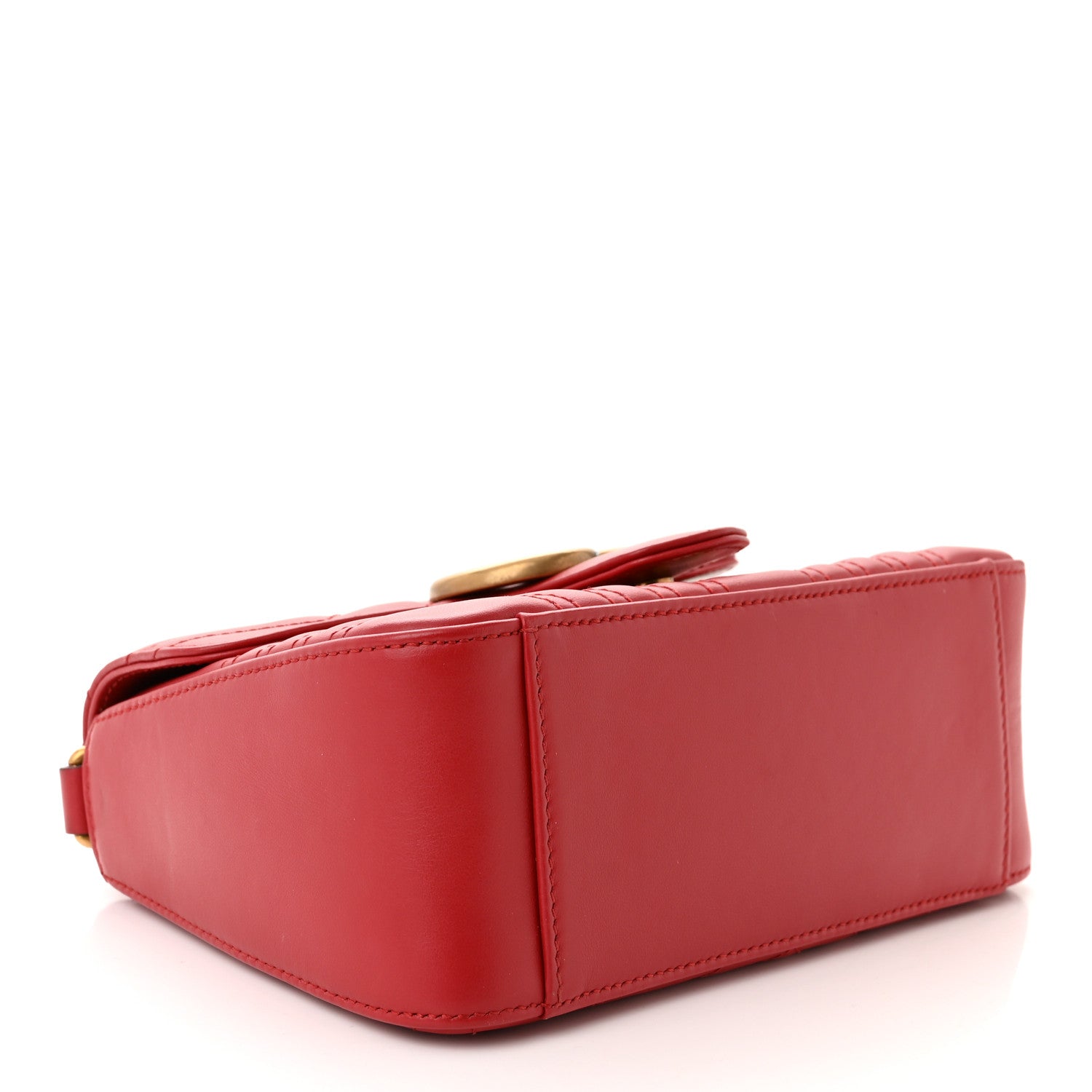 Gucci Calfskin Matelasse Mini GG Marmont Top Handle Shoulder Bag Hibiscus Red 4 of 12