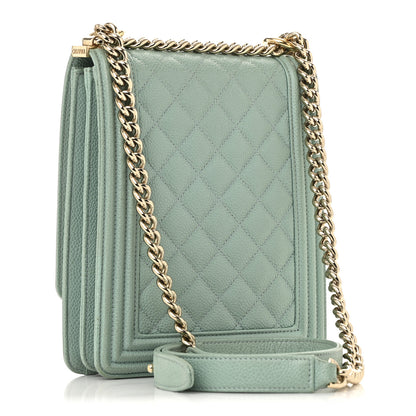 Chanel Caviar Quilted North South Boy Flap Light Blue 3 of 14