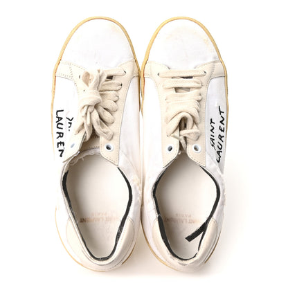 Saint Laurent Distressed Canvas Court Classic Sneakers 39 Panna 2 of 9