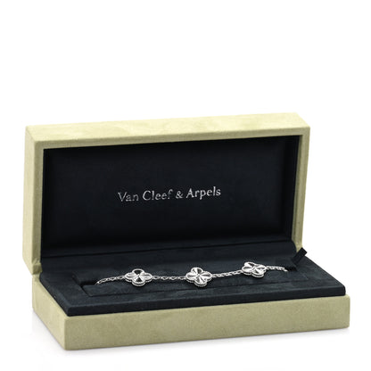 Van Cleef & Arpels 18K White Gold 5 Motifs Guilloche Vintage Alhambra Bracelet 4 of 4
