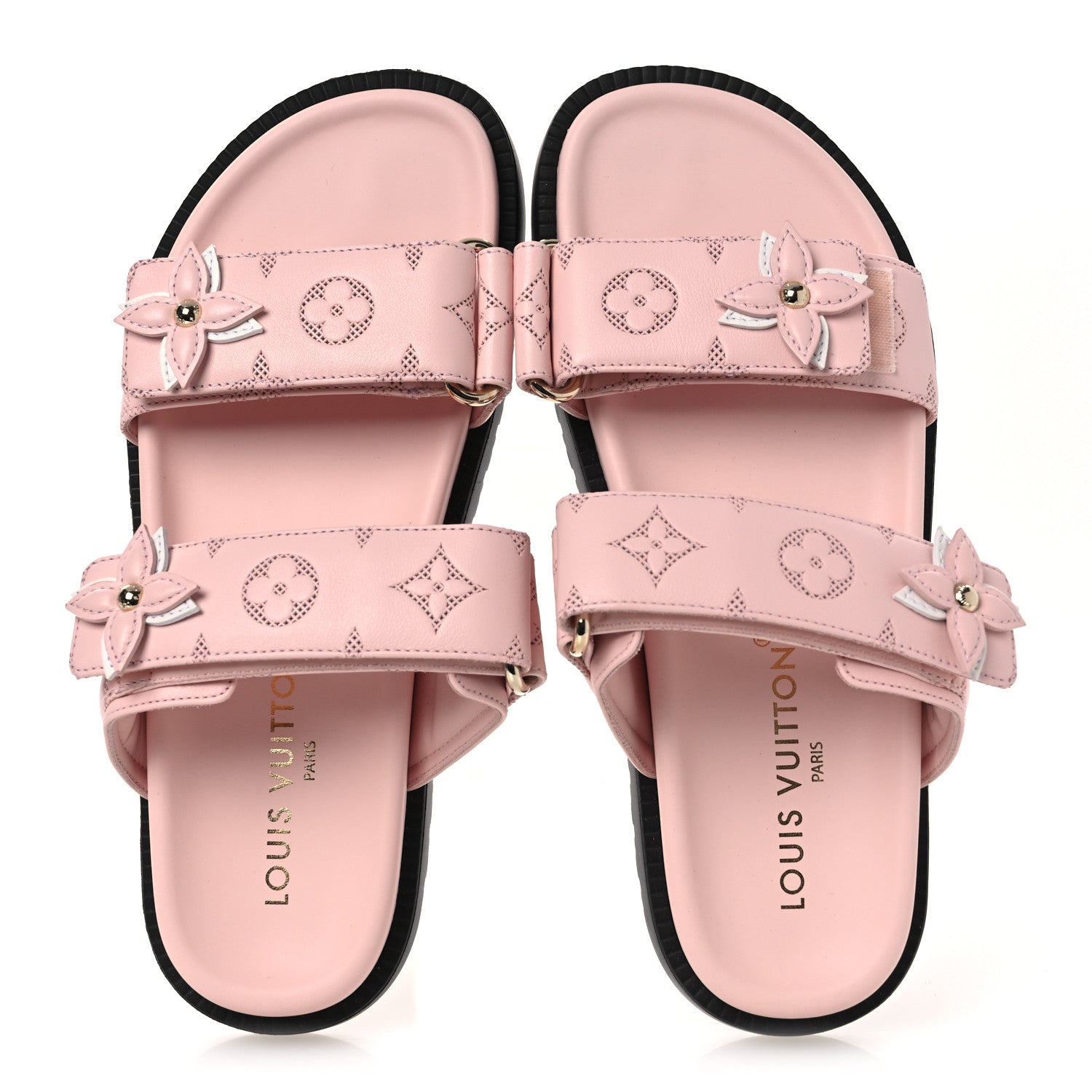 Louis Vuitton Lambskin Embossed Monogram Sunset Comfort Flat Sandals 38 Pink 2 of 11