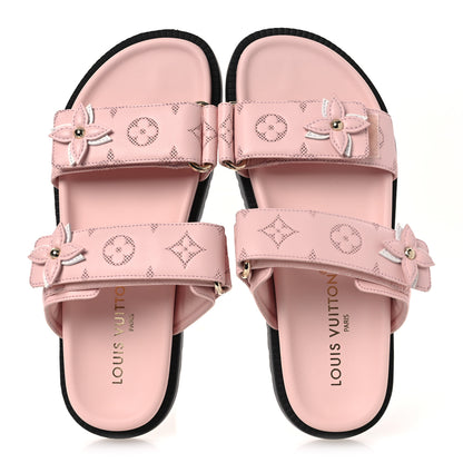 Louis Vuitton Lambskin Embossed Monogram Sunset Comfort Flat Sandals 38 Pink 2 of 11