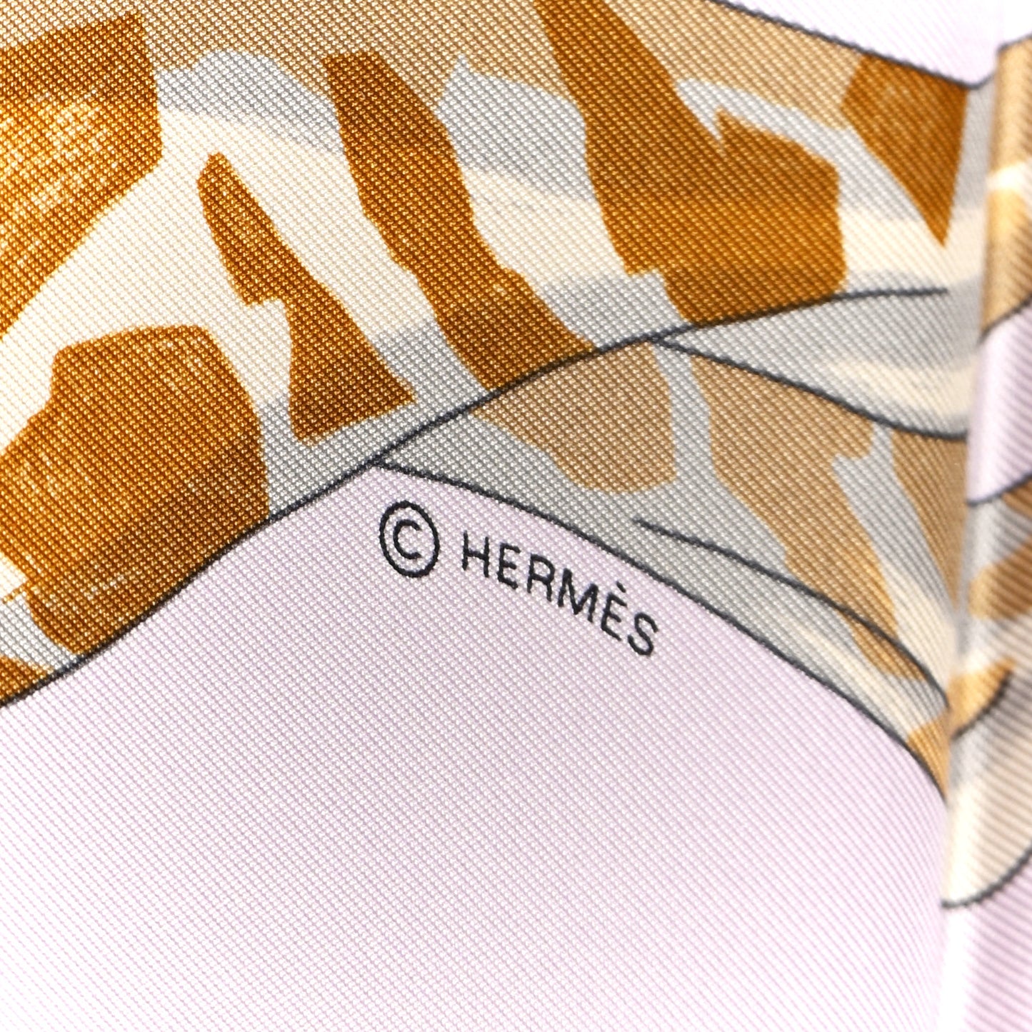 Silk Story Scarf 90 Rose Nacre Bleu Beige
