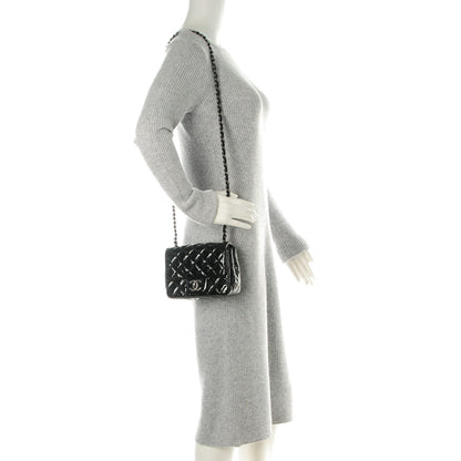 Chanel Distressed Patent Calfskin Quilted Mini Square Flap Black 2 of 8