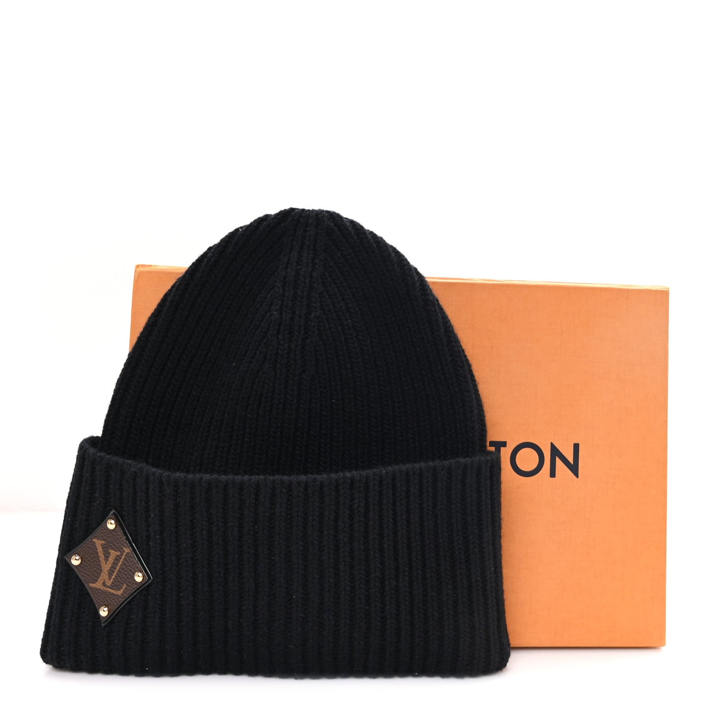 Wool LV initials Monogram Beanie Hat Black