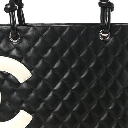Chanel Calfskin Quilted Large Cambon Tote Black White 8 of 10