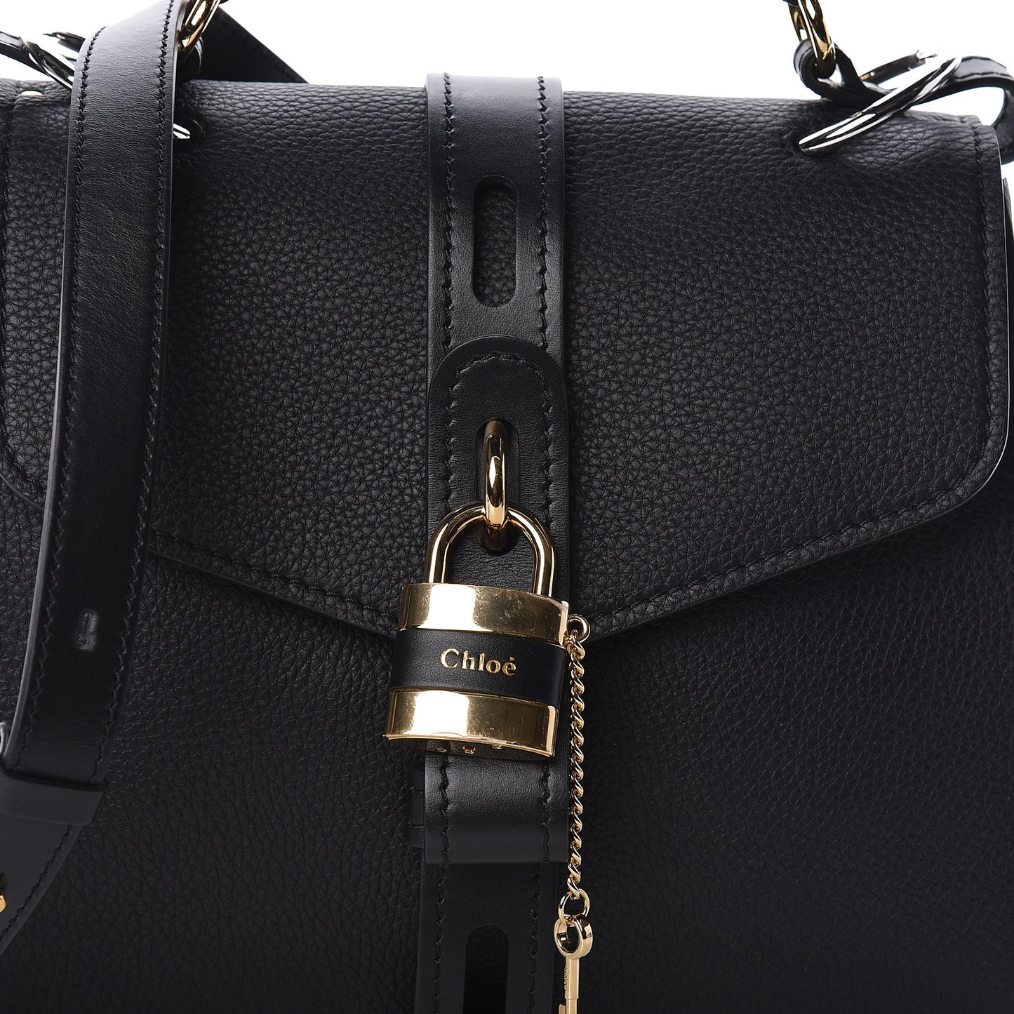 Grained Calfskin Medium Aby Day Shoulder Bag Black