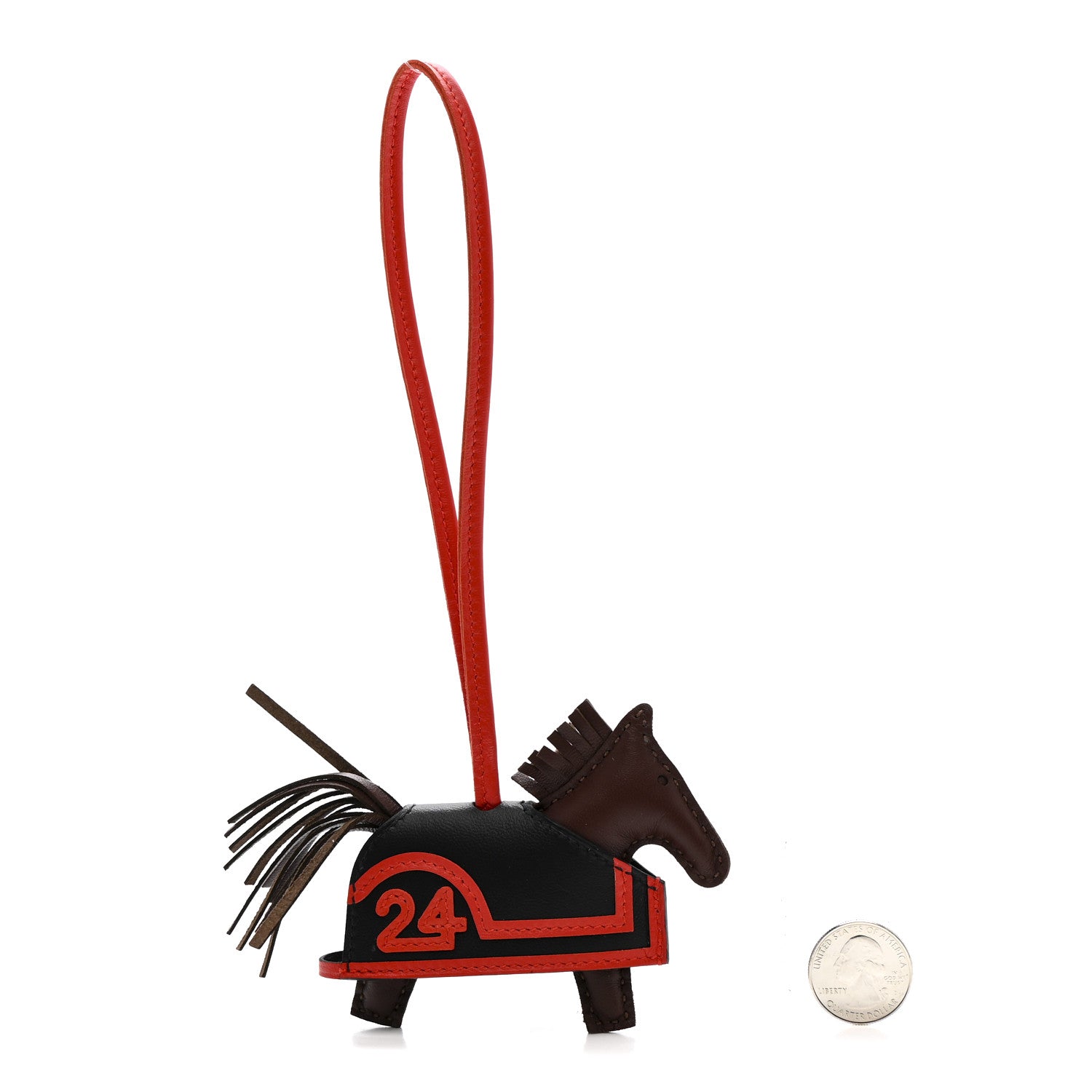 Hermes Milo Lambskin Grigri Rodeo Robeo 24 Bag Charm PM Terre Black Capucine 2 of 4