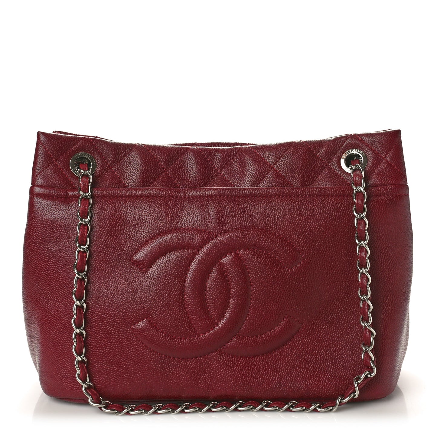 Caviar Quilted Large Timeless CC Soft Tote Dark Red