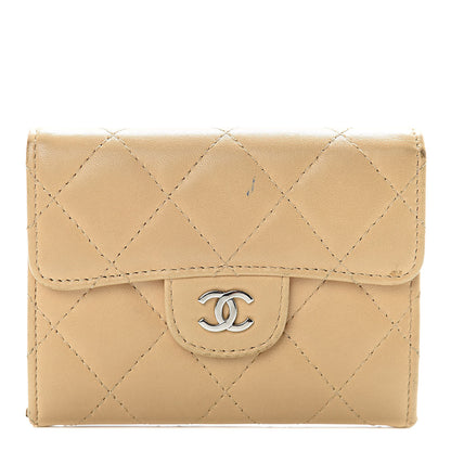 Chanel Lambskin Quilted Flap Card Holder Beige 1 of 10