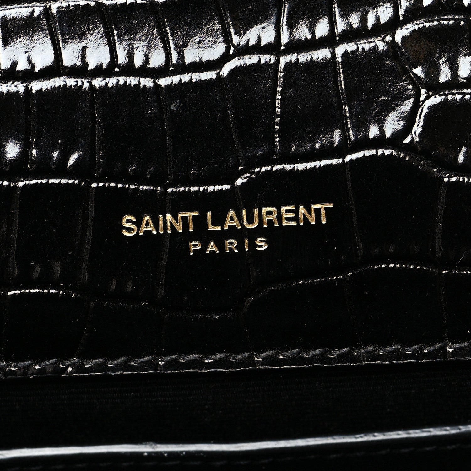 Saint Laurent Calfskin Crocodile Embossed Medium Classic Monogram Kate Tassel Satchel Black 6 of 10