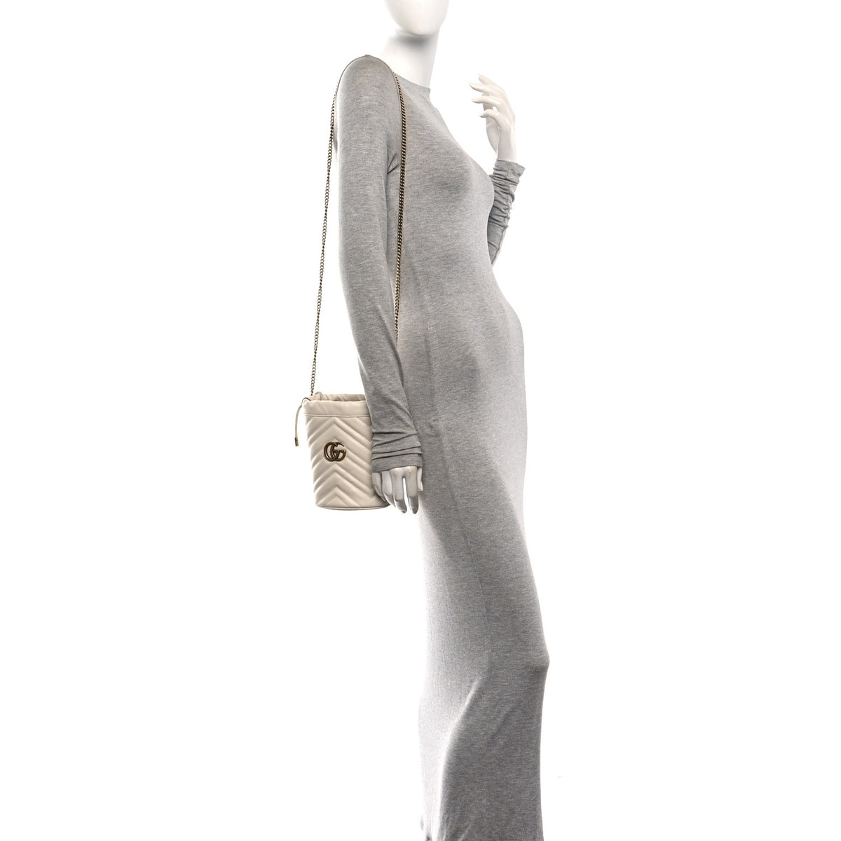 Gucci Calfskin Matelasse Mini GG Marmont 2.0 Bucket Bag White 2 of 10