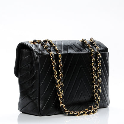 Chanel Lambskin Chevron Quilted Maxi Single Flap Black 3 of 15