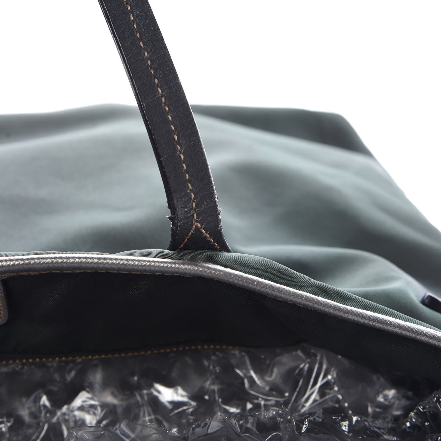 Prada Tessuto Nylon Saffiano Tote Green 11 of 15