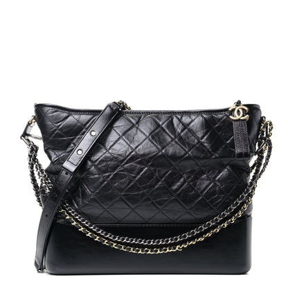 Chanel Aged Calfskin Quilted Large Gabrielle Hobo Black 1 of 5
