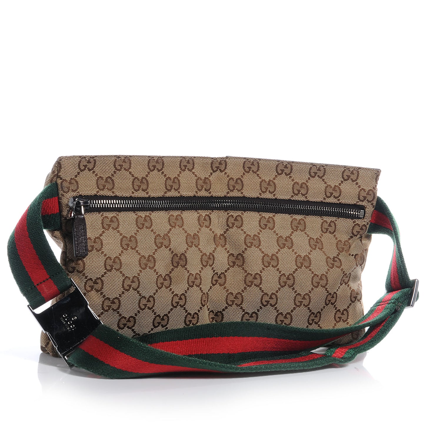GG Monogram Web Double Pocket Belt Bag Ebony