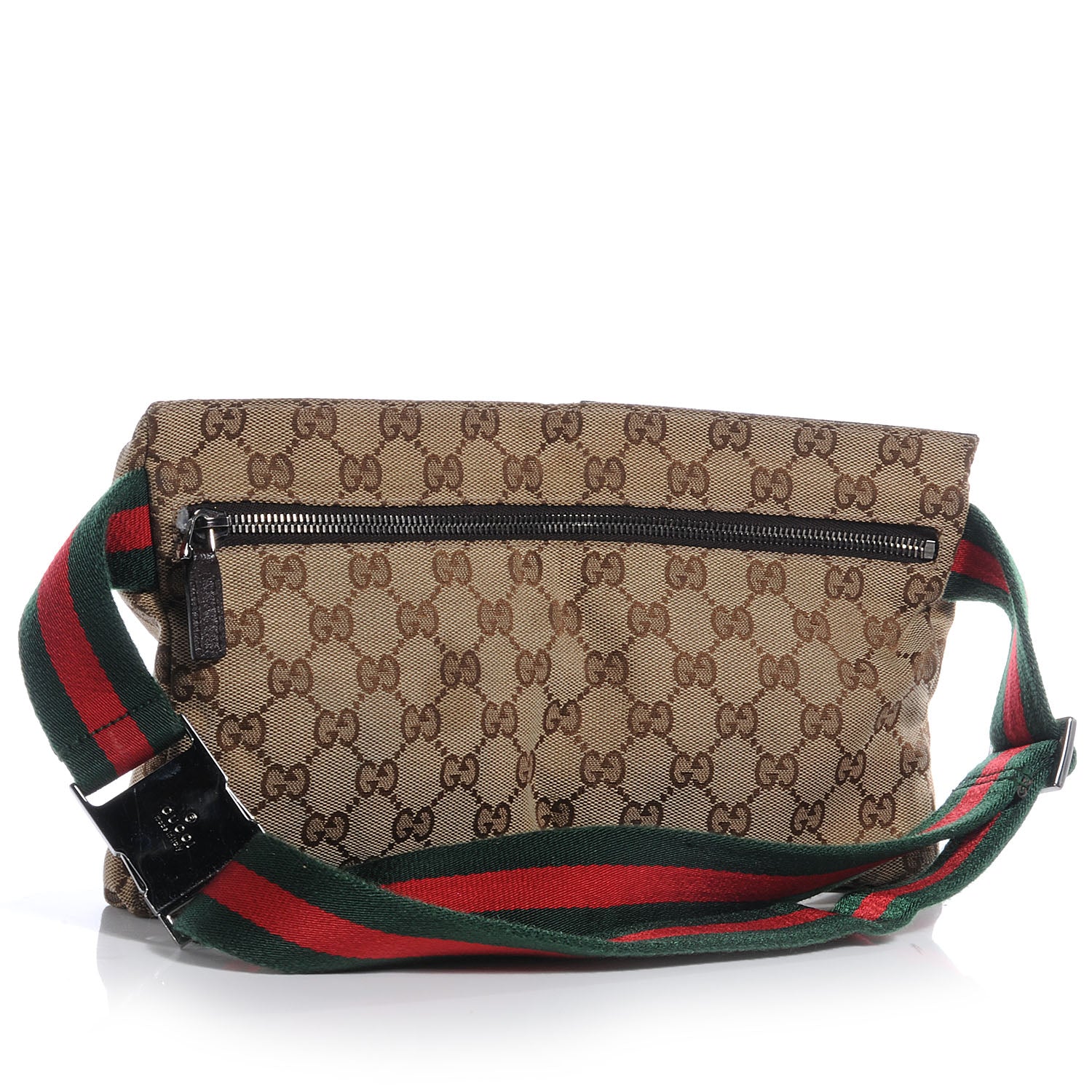 Gucci GG Monogram Web Double Pocket Belt Bag Ebony 3 of 9