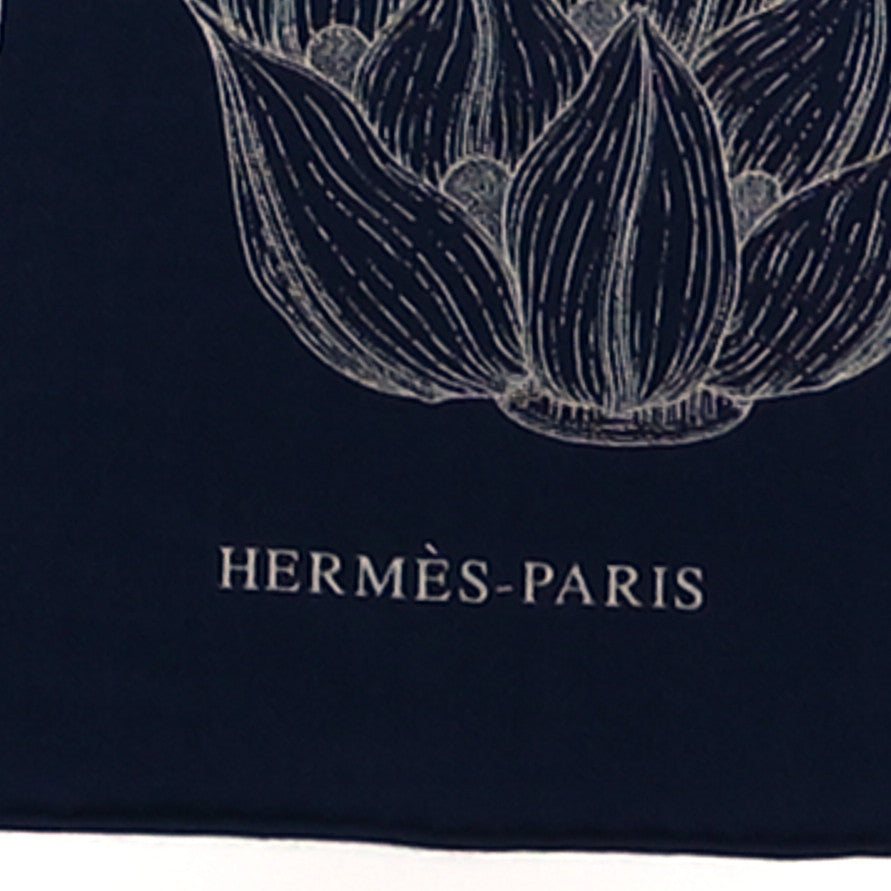 Hermes Cashmere Silk Index Palmarum Finesse Shawl 140 Marine White 3 of 4