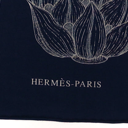 Hermes Cashmere Silk Index Palmarum Finesse Shawl 140 Marine White 3 of 4