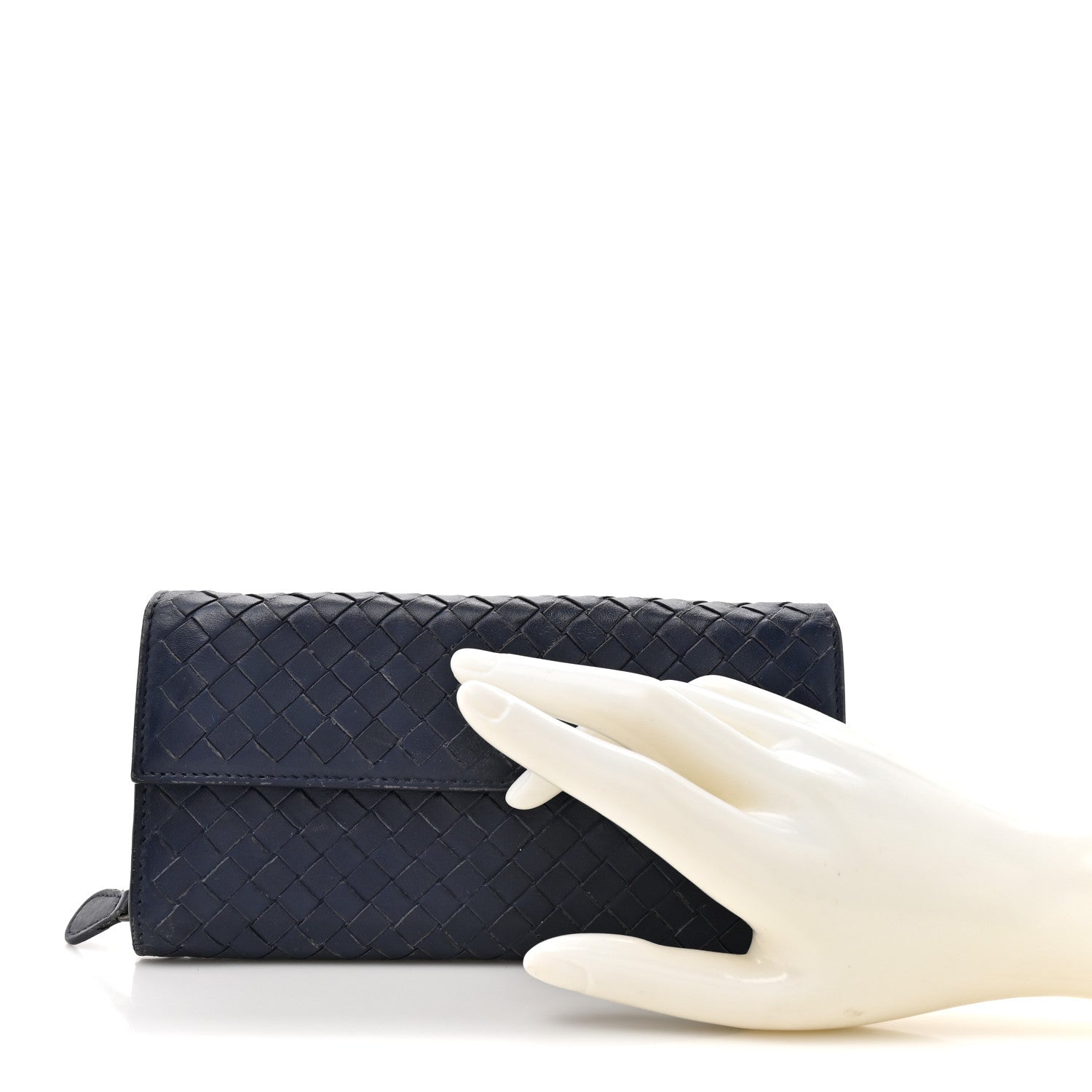 Bottega Veneta Nappa Intrecciato Continental Flap Wallet Dark Blue