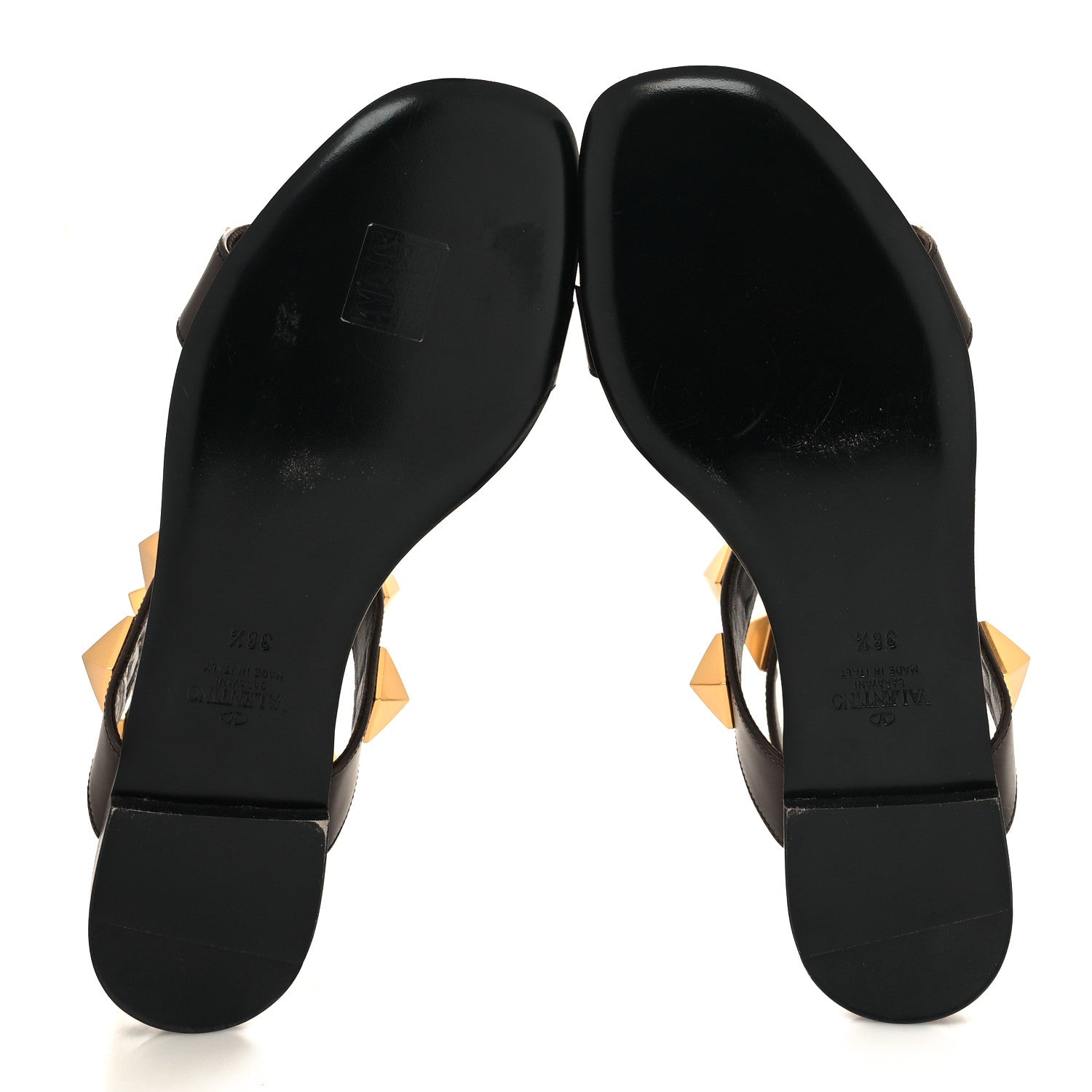 Valentino Garavani Calfskin Roman Stud Ankle Strap Flat Sandals 36.5 Dark Brown 5 of 8