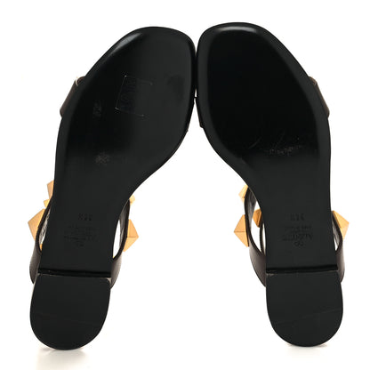 Valentino Garavani Calfskin Roman Stud Ankle Strap Flat Sandals 36.5 Dark Brown 5 of 8
