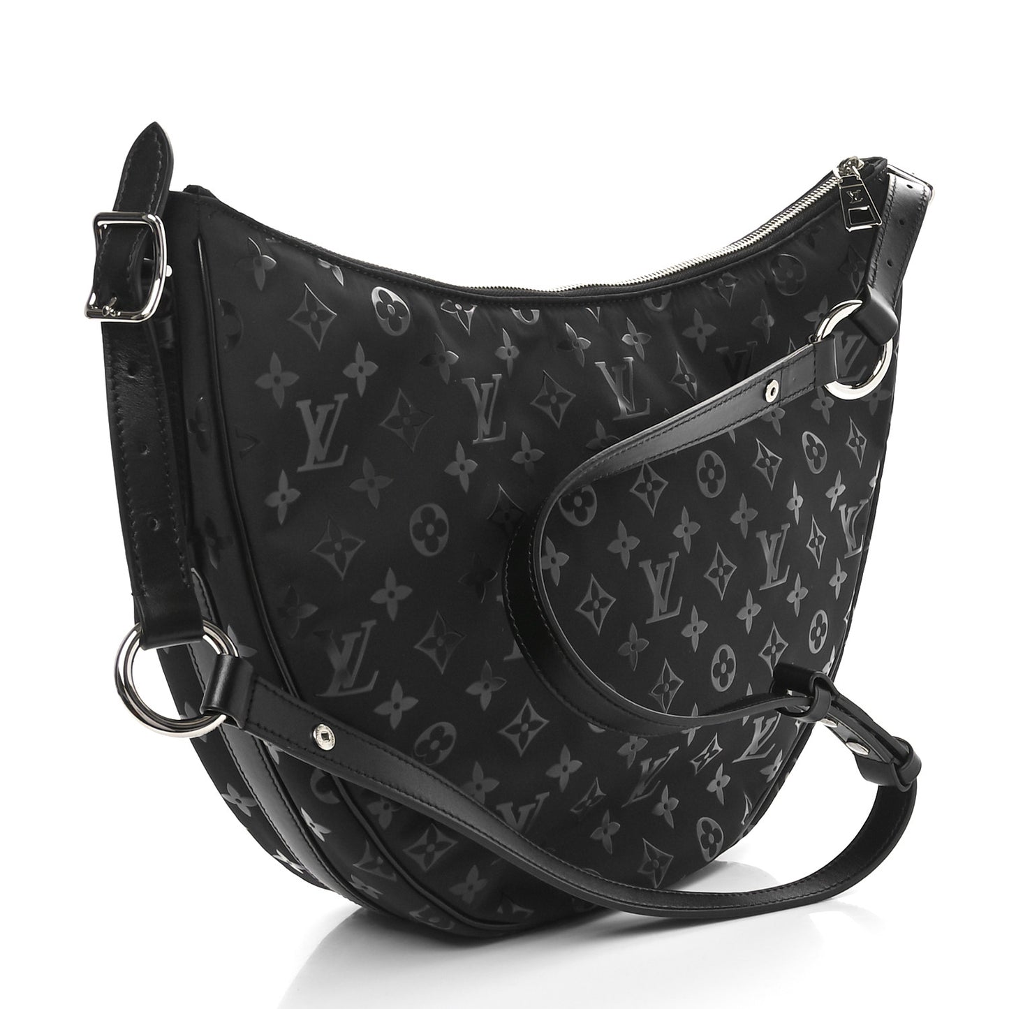 Nylon Monogram Loop Pocket Hobo Polar Night