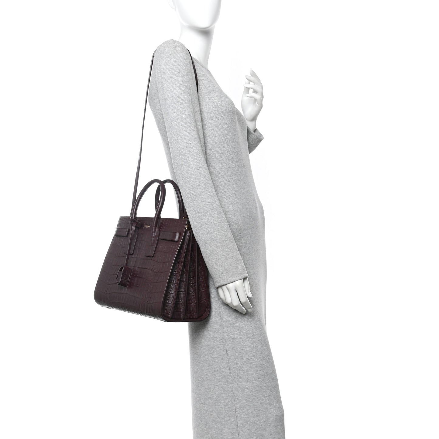 Calfskin Crocodile Embossed Small Sac De Jour Amarena